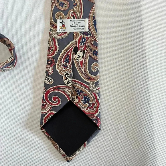 Vintage Tie Mickey Mouse Paisley Print Gray W 3.5 "X L 58.5" All Silk - Picture 6 of 6